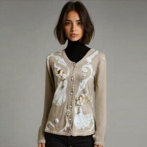 Storybook Knits Romantic Angels Cardigan Top Sweater XS b44